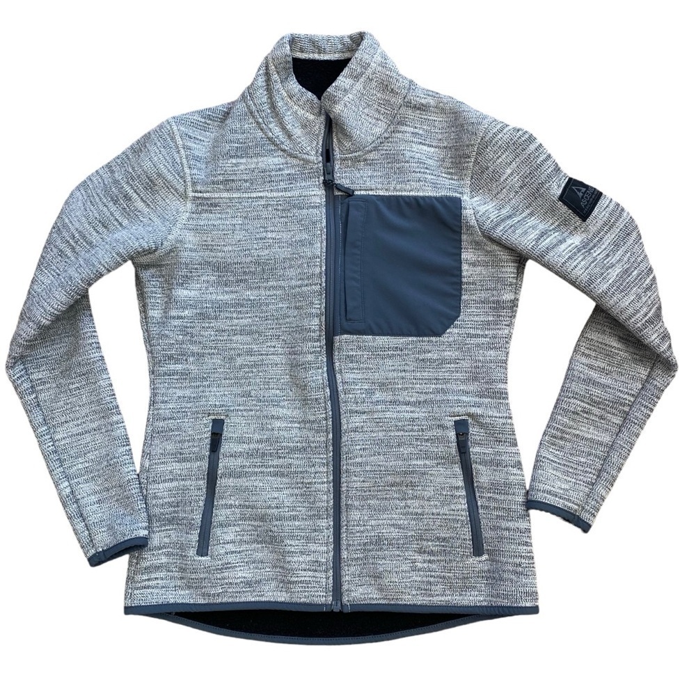 Ascend Fleee Lined Full Zip Gray White Women’s Size Small Fitted Jacket outdoors